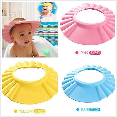 Waterproof Baby Shampoo Cap Kids Bathing Hat Shower Wash Hair Adjustable Shield 